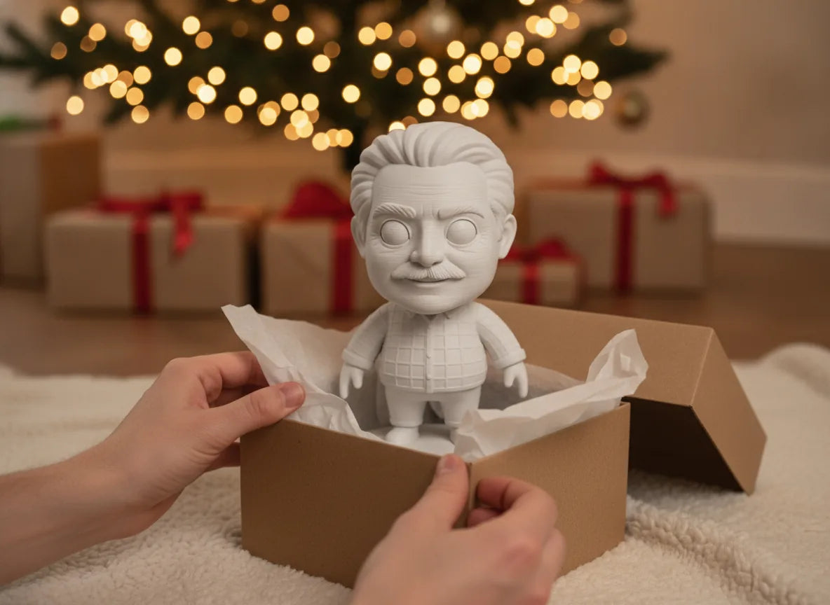 Regalo de Navidad para tu novio o novia: figura personalizada impresa en 3D bajo el árbol