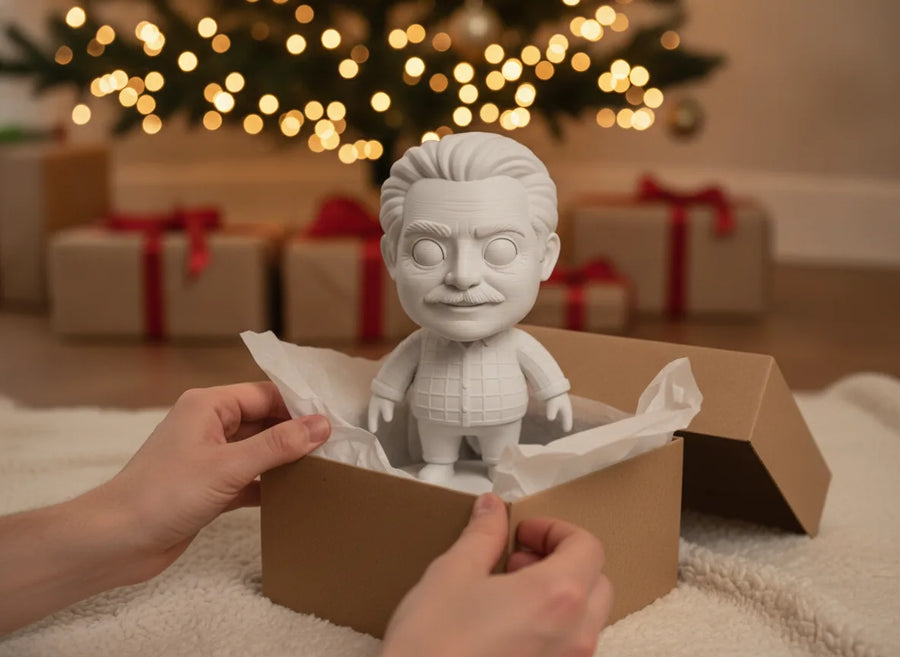 Regalo de Navidad para tu novio o novia: figura personalizada impresa en 3D bajo el árbol