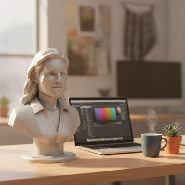 Foto de una persona con su figura 3D personalizada estilo Low poly — tresde